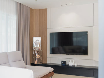 TV feature wall with black floating console